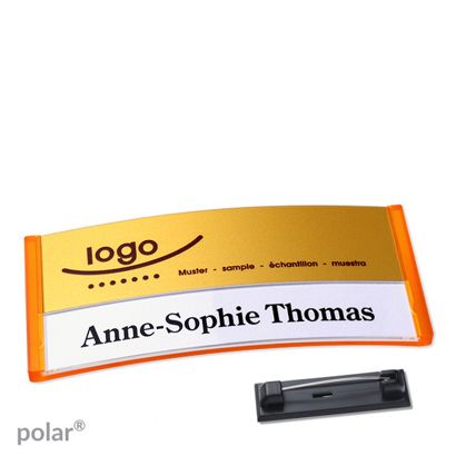Naambadges polar® alu-print roestvrij stalen pin null | null | 74 x 34 mm
