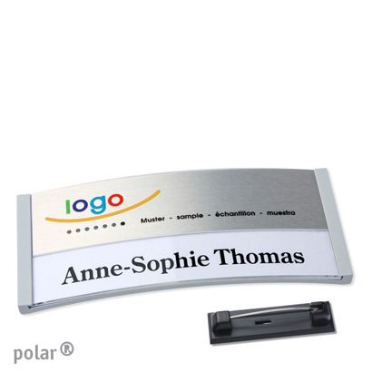 Naambadges polar® alu-print roestvrij stalen pin null | null | 74 x 34 mm