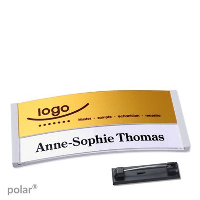 Naambadges polar® alu-print roestvrij stalen pin null | null | 74 x 34 mm
