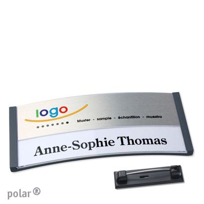 Naambadges polar® alu-print roestvrij stalen pin null | null | 74 x 34 mm