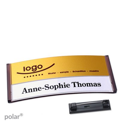 Naambadges polar® alu-print roestvrij stalen pin null | null | 74 x 34 mm
