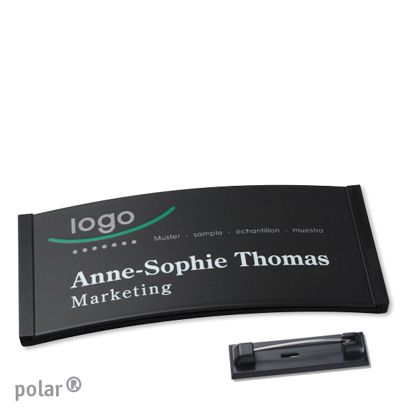 Naambadges polar® color-complete roestvrij stalen pin null | 74 x 34 mm