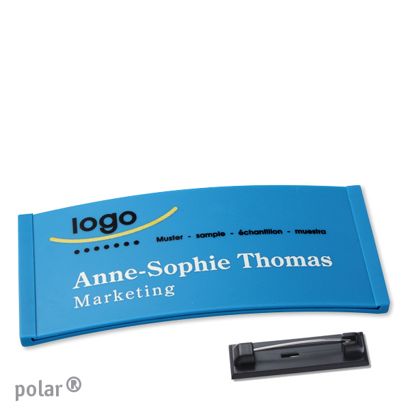 Naambadges polar® color-complete roestvrij stalen pin null | 74 x 34 mm
