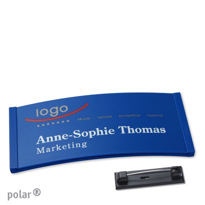 Naambadges polar® color-complete roestvrij stalen pin null | 74 x 34 mm