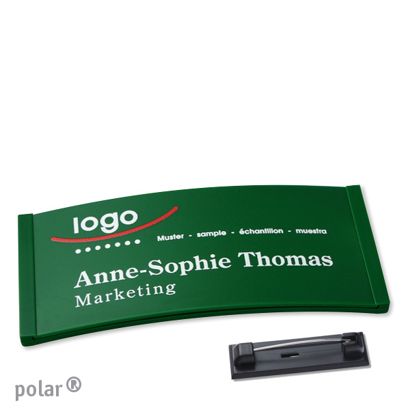 Naambadges polar® color-complete roestvrij stalen pin null | 74 x 34 mm