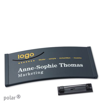 Naambadges polar® color-complete roestvrij stalen pin null | 74 x 34 mm