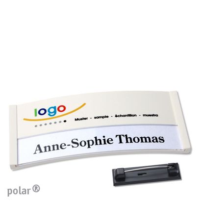 Naambadges polar® color-print roestvrij stalen pin null | 74 x 34 mm