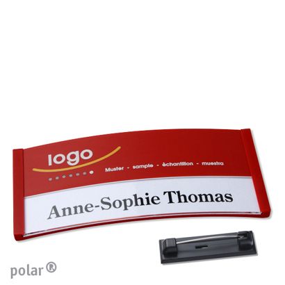 Naambadges polar® color-print roestvrij stalen pin null | 74 x 34 mm