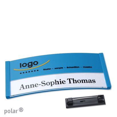 Naambadges polar® color-print roestvrij stalen pin null | 74 x 34 mm