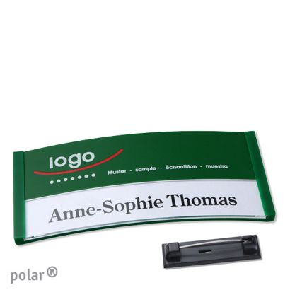 Naambadges polar® color-print roestvrij stalen pin null | 74 x 34 mm