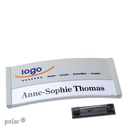Naambadges polar® color-print roestvrij stalen pin null | 74 x 34 mm