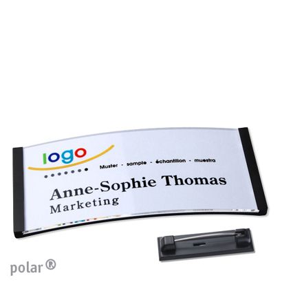 Naambadges polar® quick-print roestvrij stalen pin null | 74 x 34 mm