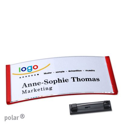 Naambadges polar® quick-print roestvrij stalen pin null | 74 x 34 mm