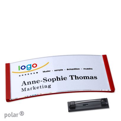 Naambadges polar® quick-print roestvrij stalen pin null | 74 x 34 mm