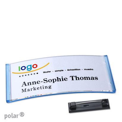 Naambadges polar® quick-print roestvrij stalen pin null | 74 x 34 mm