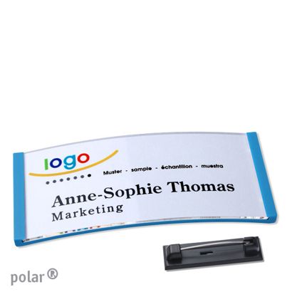 Naambadges polar® quick-print roestvrij stalen pin null | 74 x 34 mm