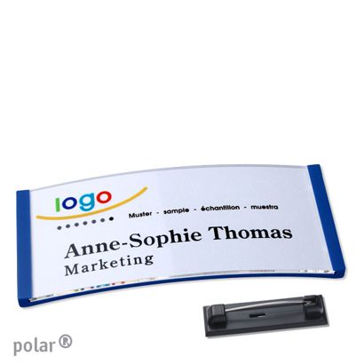 Naambadges polar® quick-print roestvrij stalen pin null | 74 x 34 mm