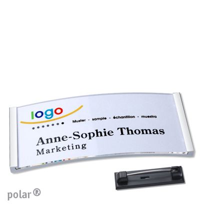 Naambadges polar® quick-print roestvrij stalen pin null | 74 x 34 mm