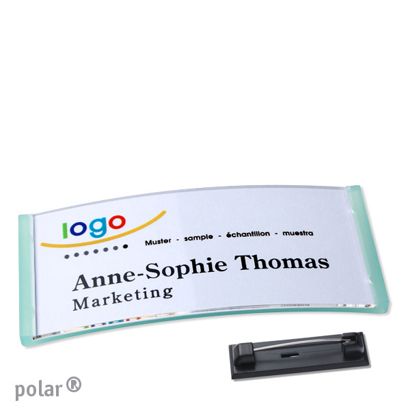 Naambadges polar® quick-print roestvrij stalen pin null | 74 x 34 mm