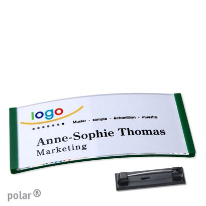 Naambadges polar® quick-print roestvrij stalen pin null | 74 x 34 mm