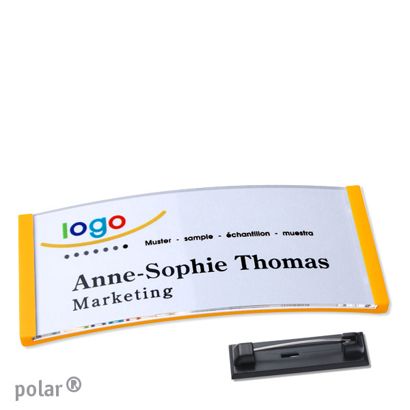 Naambadges polar® quick-print roestvrij stalen pin null | 74 x 34 mm