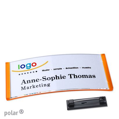 Naambadges polar® quick-print roestvrij stalen pin null | 74 x 34 mm