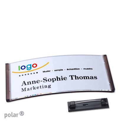 Naambadges polar® quick-print roestvrij stalen pin null | 74 x 34 mm