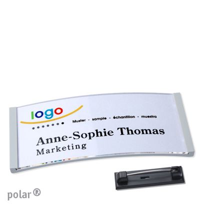 Naambadges polar® quick-print roestvrij stalen pin null | 74 x 34 mm
