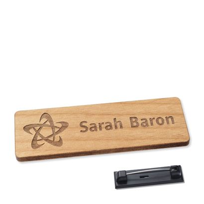 Naambordje van hout, timberline® “complete-engraved” 76,3 x 25,5 mm | Roestvrij stalen pin