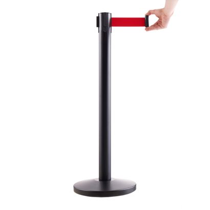 Afzetpaaltje zwart, rode band 