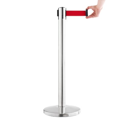Afzetpaaltje verchroomd, rode band 