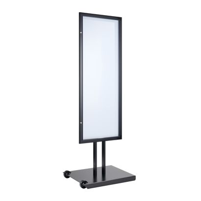 Menustandaard Outdoor, verrijdbaar, afsluitbaar, 8 x A4, zwart 