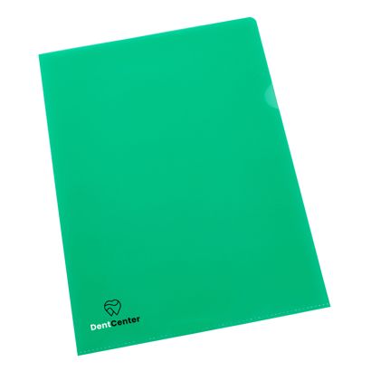 L-mappen  A4, druk PP  | groen  | 120 µm | generfd  | 2-kleurig  | Zeefdruk 