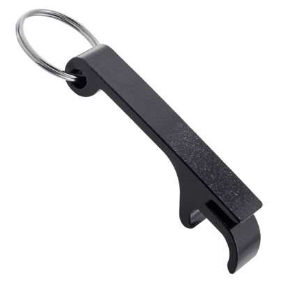 Flesopener sleutelhanger met blikopener zwart 