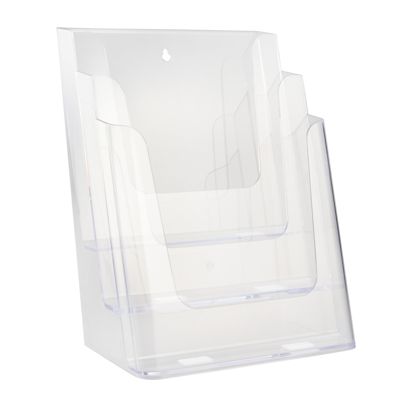 Brochurehouder voor aan de muur of als staande houder, polystyreen, transparant PTXC 3 x A4 