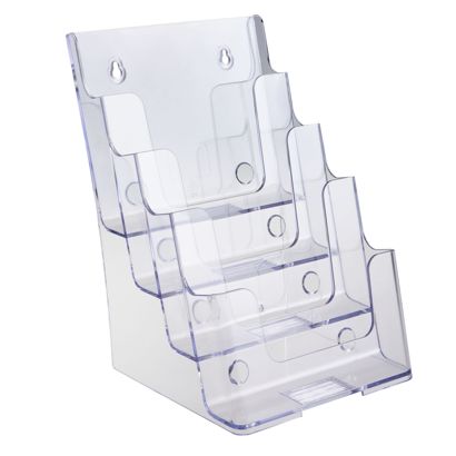 Brochurehouder voor aan de muur of als staande houder, polystyreen, transparant PTXC 4 x A5 
