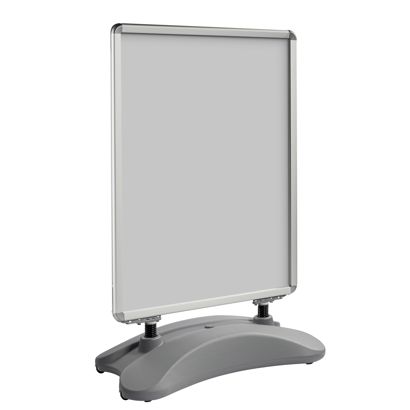 Stoepbord STORM-STOP Lite B1 met watertank, windbestendig, profiel 32 mm,  ronde hoeken, zilver 