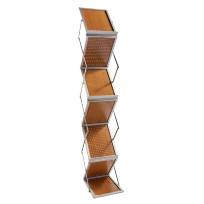 Brochurehouder opvouwbaar BOSTON 6 x A4 met koffer, hout A4   | houtlook  | met koffer 