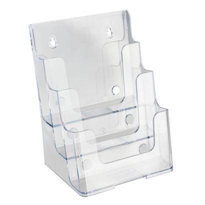 Brochurehouder voor aan de muur of als staande houder, polystyreen, transparant PTXC 3 x A5 