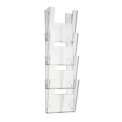 Wandfolderhouder, polystyreen, incl. verdelers, transparant PTXK staand formaat | A4 + 1/3 A4