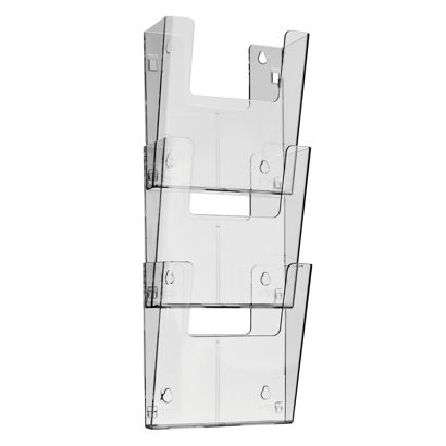 Wandfolderhouder, polystyreen, transparant PTXK A4  | staand formaat  |  3 vak 