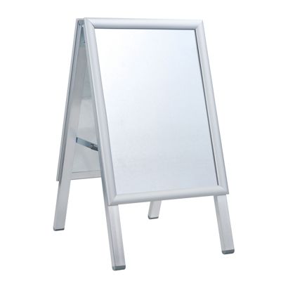 Stoepbord SOLID-STOP A3 Outdoor, 25 mm profiel, hoeken in verstek staand formaat  | zilver 