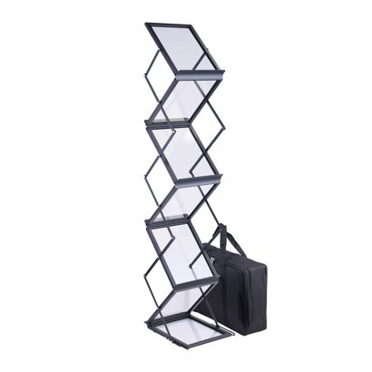 Brochurehouder opvouwbaar BOSTON 6 x A4 met koffer, zwart A4  | zwart  | met transporttas 