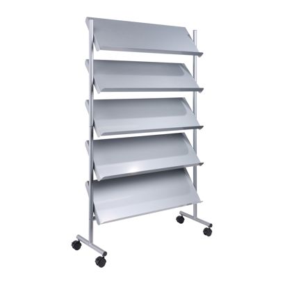 Folderrek met wielen LINCOLN, metaal, 20x A4, zilver 5  | 20x A4 