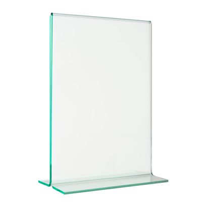 T-standaard met glaslook, PMMA (acryl), transparant staand formaat | A6