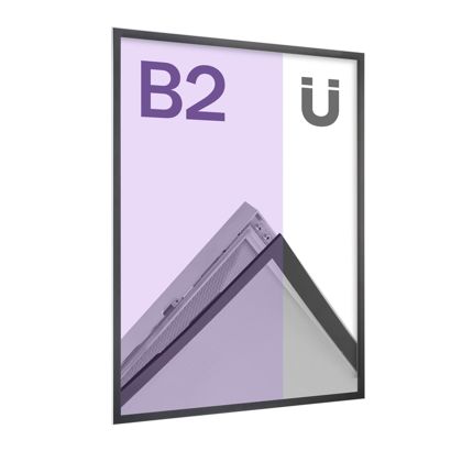Magnetische posterlijst, B2, verstek, enkelzijdig, zilver/zwart B2 500 x 707 mm