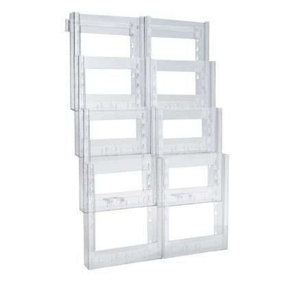 Wandbrochurehouder A4 staand, 8 vaks, polystyreen, Taymar 