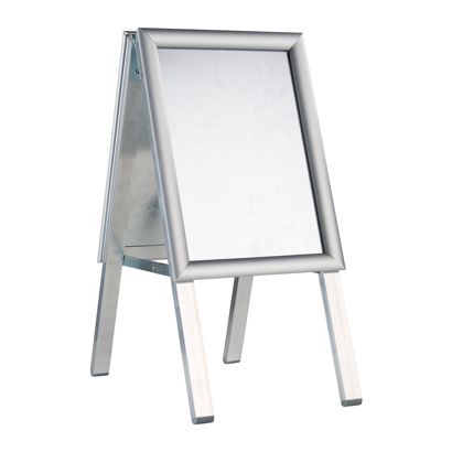 Stoepbord SOLID-STOP A4 outdoor, 25 mm profiel, verstekhoeken, zilver 
