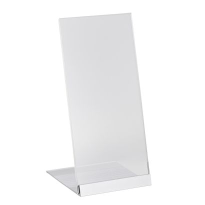L-standaard acryl met aluminium voet 1/3 A4 (100 x 210 mm)  | transparant|zilver 