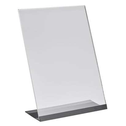 L-standaard acryl met aluminium voet A4  | transparant|zwart 